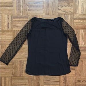 Express polka dot top! Sheer sleeves!
